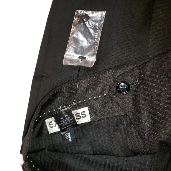 Express Photographer 32 x 25 SHORT Mens Slim Fit Dress Pants Black Flat Mid Rise - Picture 6 of 8
